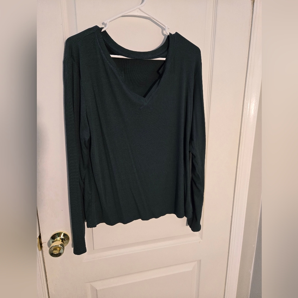 Amazon Dark Green V-Neck Blouse